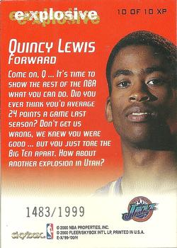 1999-00 E-X - E-Xplosive #10XP Quincy Lewis Back