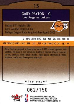 2003-04 SkyBox LE - Gold Proofs #15 Gary Payton Back