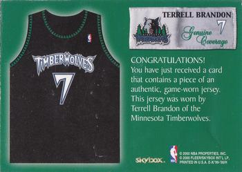 1999-00 E-X - Genuine Coverage #NNO Terrell Brandon Back