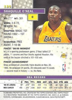 1999-00 Finest #186 Shaquille O'Neal Back