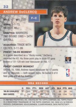 1999-00 Finest #32 Andrew DeClercq Back