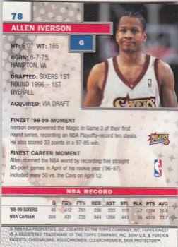 1999-00 Finest #78 Allen Iverson Back