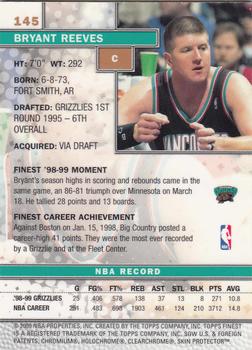 1999-00 Finest #145 Bryant Reeves Back