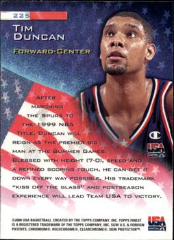 1999-00 Finest #225 Tim Duncan Back