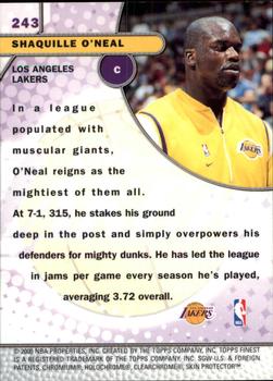 1999-00 Finest #243 Shaquille O'Neal Back
