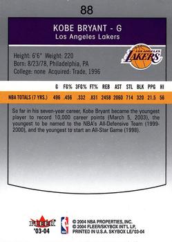 2003-04 SkyBox LE - Retail #88 Kobe Bryant Back