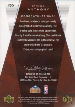 2003-04 SP Authentic - SP Limited #150 Carmelo Anthony Back