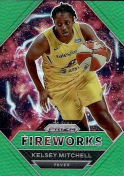 2021 Panini Prizm WNBA - Fireworks Prizms Green #13 Kelsey Mitchell Front