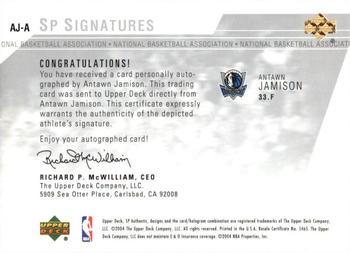 2003-04 SP Authentic - Signatures #AJ-A Antawn Jamison Back
