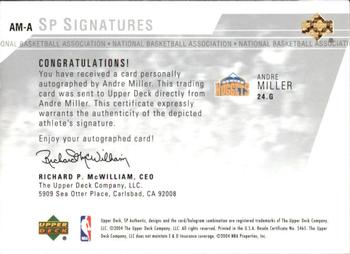 2003-04 SP Authentic - Signatures #AM-A Andre Miller Back
