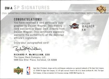 2003-04 SP Authentic - Signatures #DW-A Dajuan Wagner Back