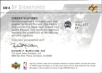 2003-04 SP Authentic - Signatures #GW-A Gerald Wallace Back