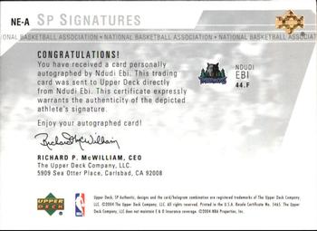 2003-04 SP Authentic - Signatures #NE-A Ndudi Ebi Back