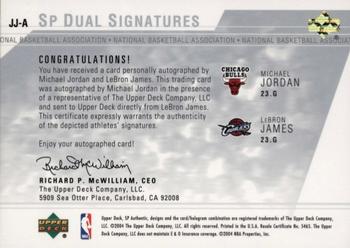 2003-04 SP Authentic - Signatures Dual #JJ-A Michael Jordan / LeBron James Back