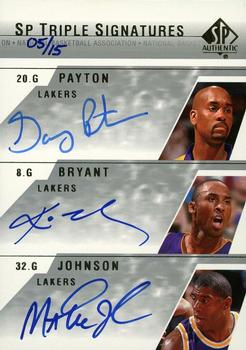 2003-04 SP Authentic - Signatures Triple #PBJ-A Gary Payton / Kobe Bryant / Magic Johnson Front