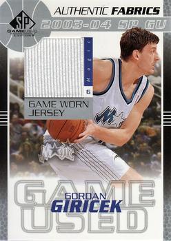 2003-04 SP Game Used - Authentic Fabrics #GG-J Gordan Giricek Front