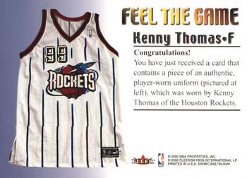 1999-00 Flair Showcase - Feel the Game #NNO Kenny Thomas Back