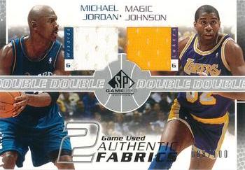 2003-04 SP Game Used - Authentic Fabrics Dual #MJMA-J Michael Jordan / Magic Johnson Front