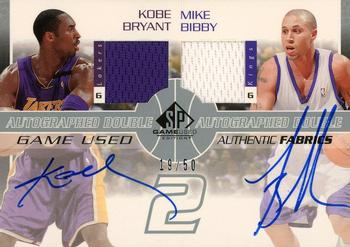 2003-04 SP Game Used - Authentic Fabrics Dual Autographs #KB/MB-AJ Kobe Bryant / Mike Bibby Front