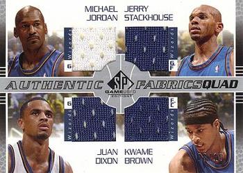 2003-04 SP Game Used - Authentic Fabrics Quad #3 Michael Jordan / Jerry Stackhouse / Juan Dixon / Kwame Brown Front