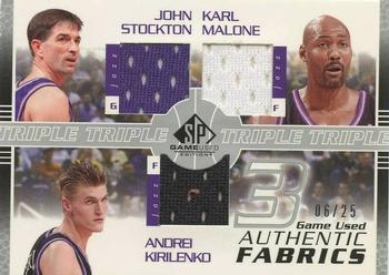 2003-04 SP Game Used - Authentic Fabrics Triple #JS/KM/AK-J John Stockton / Karl Malone / Andrei Kirilenko Front