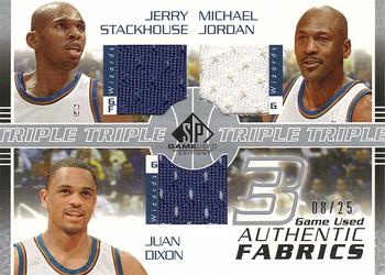 2003-04 SP Game Used - Authentic Fabrics Triple #JS/MJ/JD-J Jerry Stackhouse / Michael Jordan / Juan Dixon Front