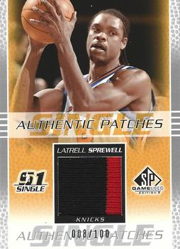 2003-04 SP Game Used - Authentic Patches #LS-P Latrell Sprewell Front