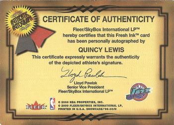 1999-00 Flair Showcase - Fresh Ink #NNO Quincy Lewis Back