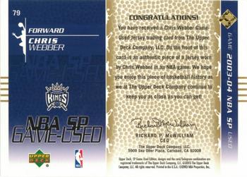 2003-04 SP Game Used - Gold #79 Chris Webber Back