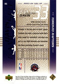 2003-04 SP Game Used - Gold #86 Antonio Davis Back