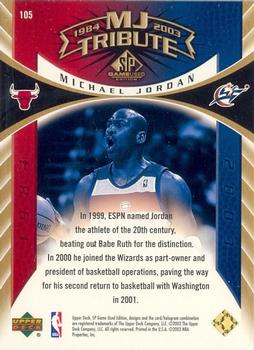 2003-04 SP Game Used - Gold #105 Michael Jordan Tribute Back