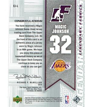 2003-04 SP Game Used - Legendary Fabrics #EJ-L Magic Johnson Back