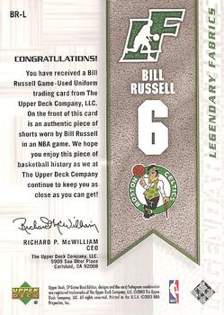 2003-04 SP Game Used - Legendary Fabrics #BR-L Bill Russell Back