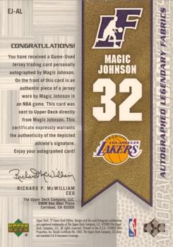 2003-04 SP Game Used - Legendary Fabrics Autographs #EJ-AL Magic Johnson Back
