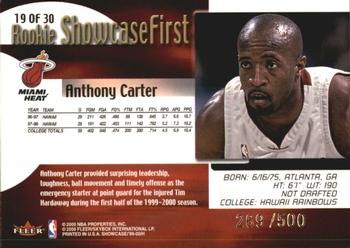 1999-00 Flair Showcase - Rookie Showcase #19 Anthony Carter Back