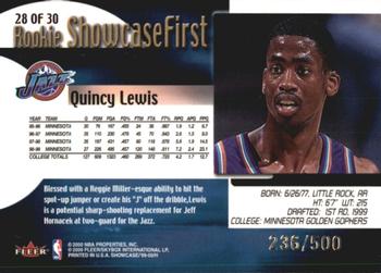 1999-00 Flair Showcase - Rookie Showcase #28 Quincy Lewis Back