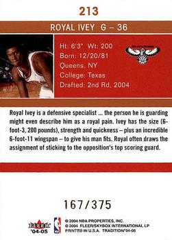 2004-05 Fleer Tradition - 2004-05 Ultra Update Draft Day Rookies #213 Royal Ivey Back