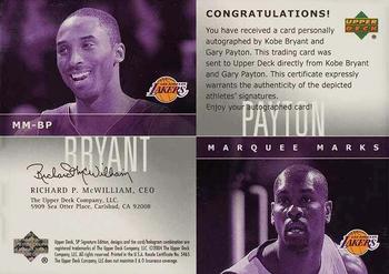 2003-04 SP Signature Edition - Marquee Marks #MM-BP Kobe Bryant / Gary Payton Back
