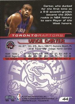 1999-00 Fleer Focus #44 Vince Carter Back