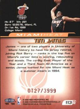 1999-00 Fleer Focus #113 Tim James Back