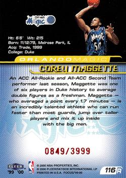 1999-00 Fleer Focus #116 Corey Maggette Back