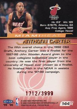 1999-00 Fleer Focus #144 Anthony Carter Back