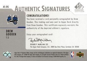 2003-04 SP Signature Edition - Authentic Signatures #AS-DG Drew Gooden Back