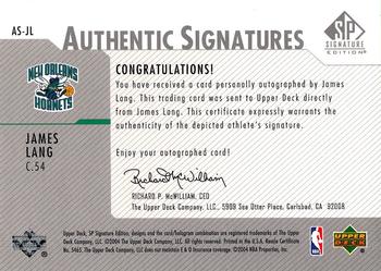2003-04 SP Signature Edition - Authentic Signatures #AS-JL James Lang Back