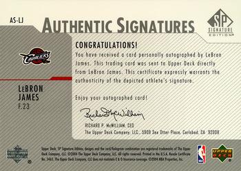2003-04 SP Signature Edition - Authentic Signatures #AS-LJ LeBron James Back