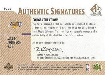 2003-04 SP Signature Edition - Authentic Signatures Gold #AS-MA Magic Johnson Back