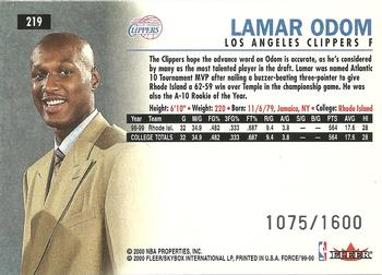 1999-00 Fleer Force #219 Lamar Odom Back