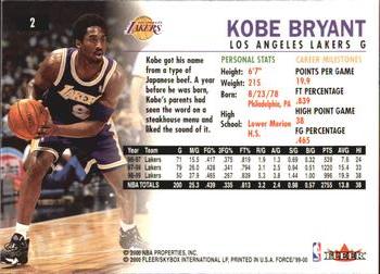 1999-00 Fleer Force #2 Kobe Bryant Back