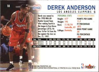 1999-00 Fleer Force #18 Derek Anderson Back