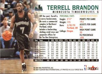1999-00 Fleer Force #23 Terrell Brandon Back